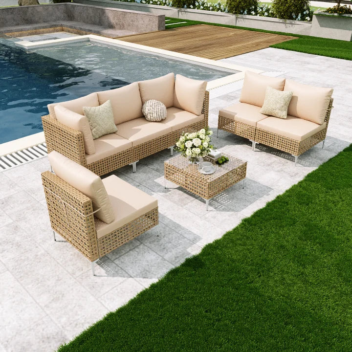 Elegant Wicker Outdoor Patio Furniture Set With Durable Backrests