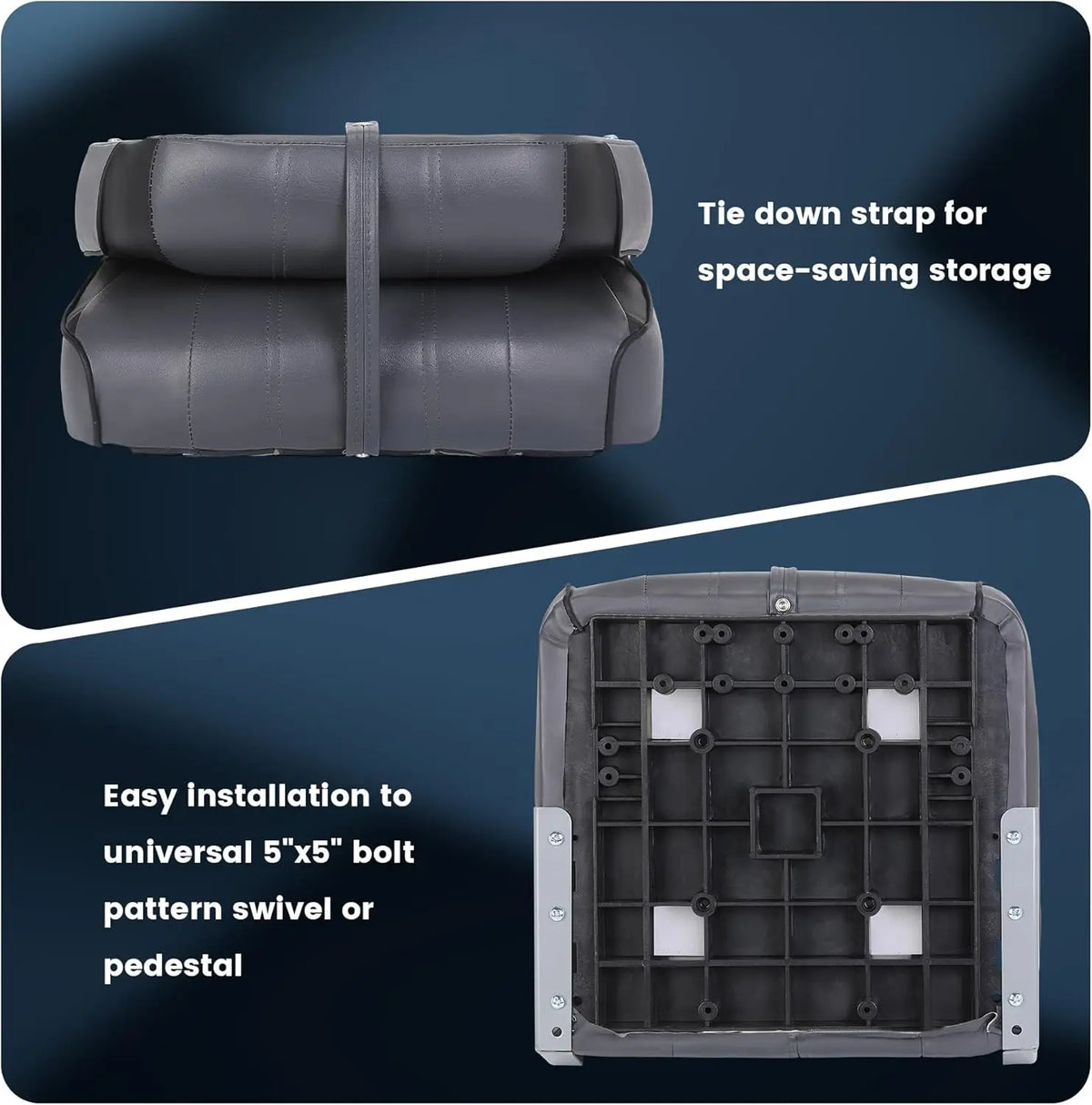 Twister Folding Boat Seat With High Back And Foam Cushion