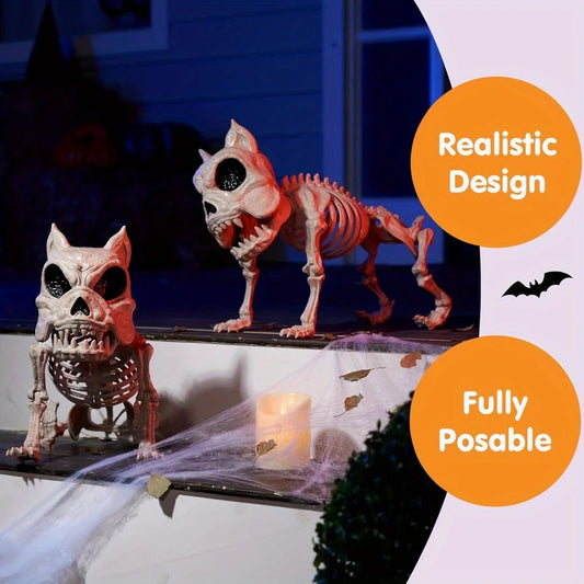 Poseable Dog Skeleton Decoration For Halloween Haunted House Decor