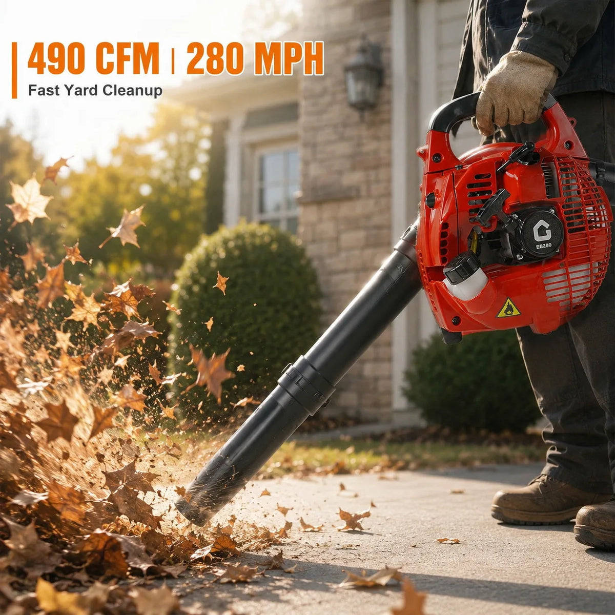 Lightweight Gas Powered Leaf Blower Handheld For Yard Cleanup Tasks