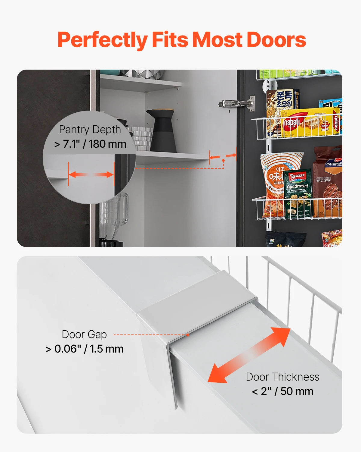 SucceBuy Adjustable Over Door Pantry Organizer With Heavy Duty Steel Spice Rack