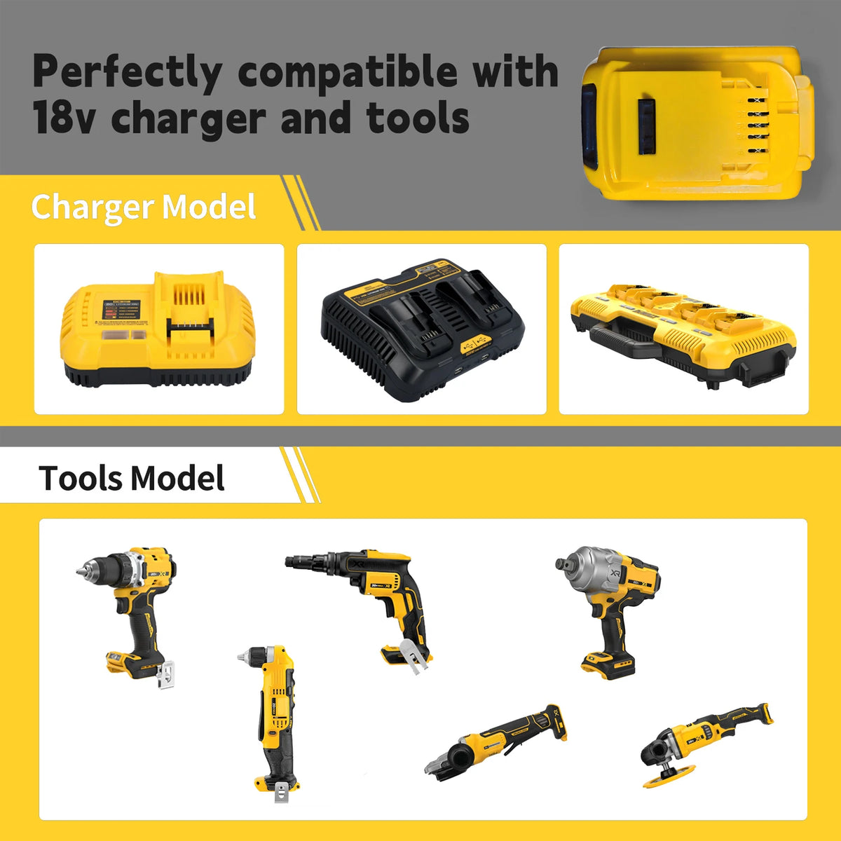 Rechargeable 20V Battery Pack Compatible With Dewalt Power Tools