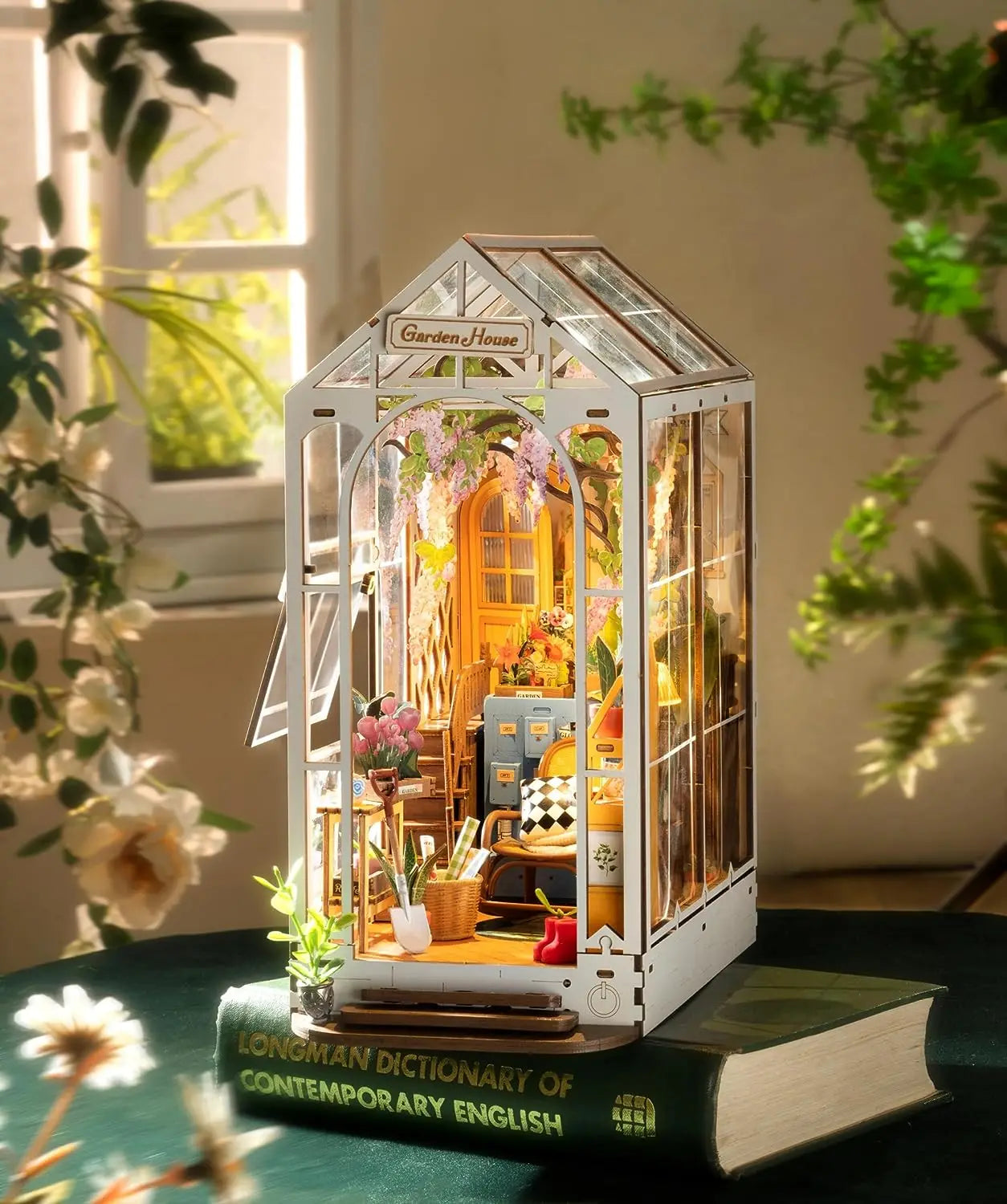 Robotime Diy Book Nook Wooden Miniature Doll House For Bookshelf