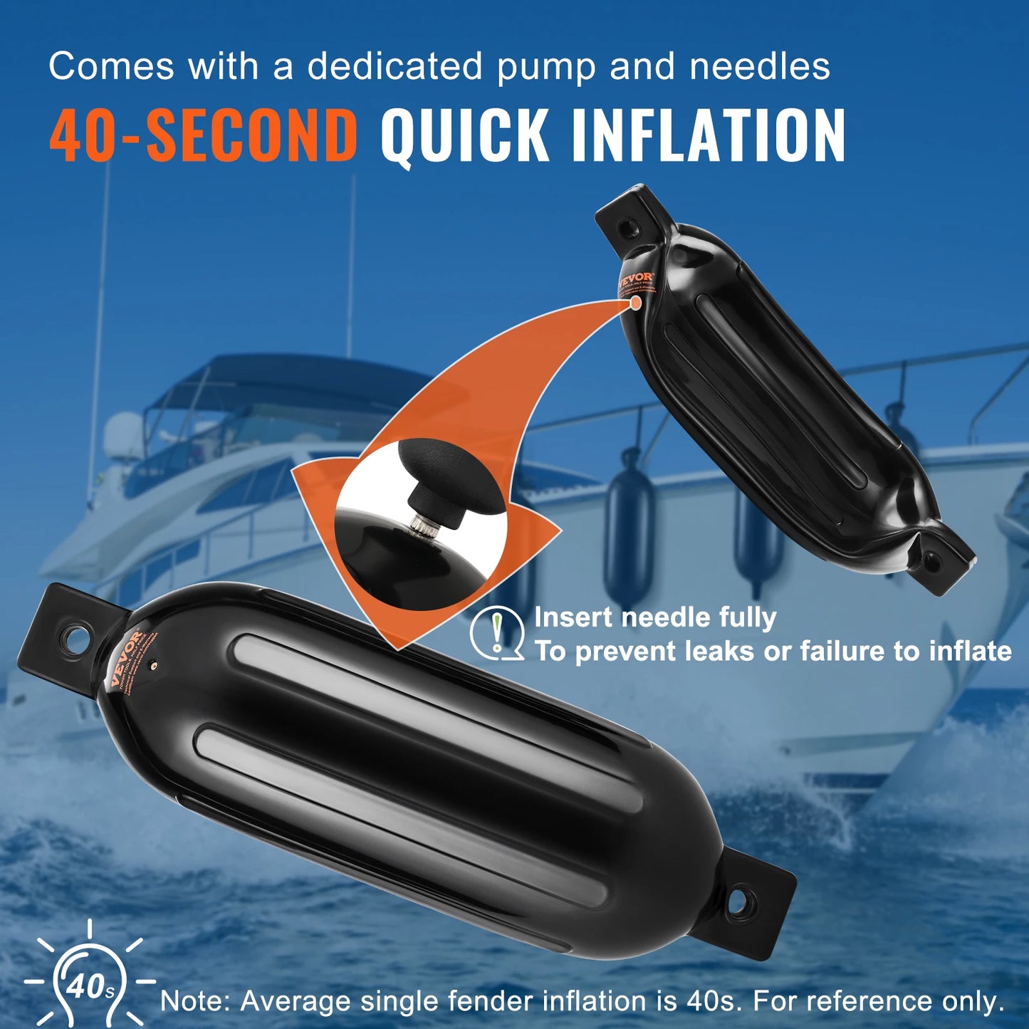 SucceBuy Inflatable Ribbed Marine Boat Dock Fender With Air Pump