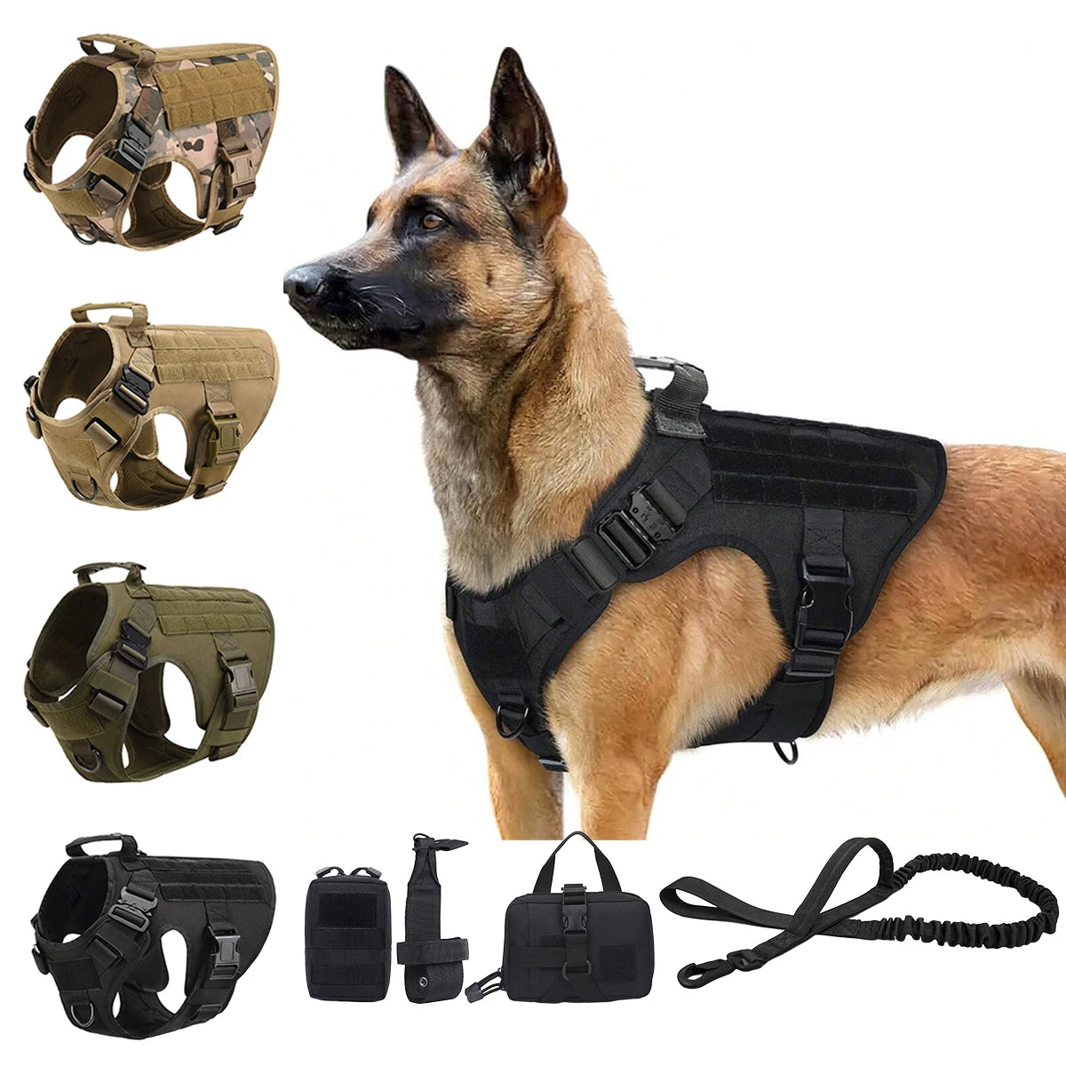 PETRAVEL Tactical Dog Harness with MOLLE Pouches for Training and Walking