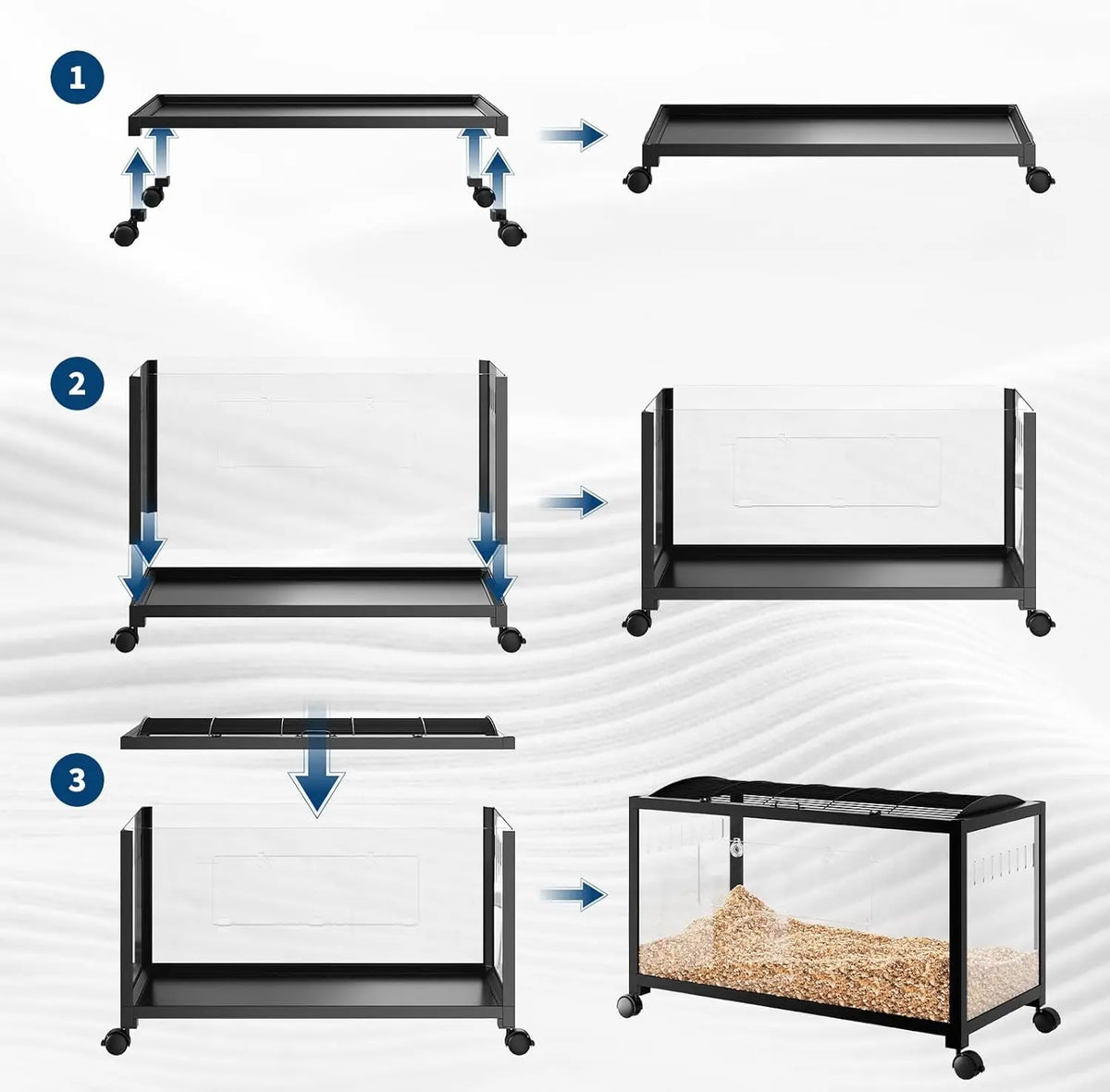 HiMISS Hamster Cage With Running Wheel And Glass Bottom