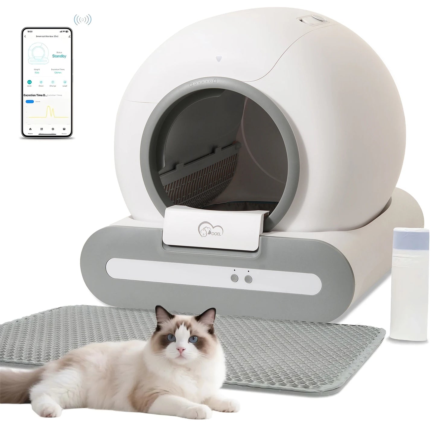 DOEL Self-Cleaning Cat Litter Box With App Control 2.4G WiFi