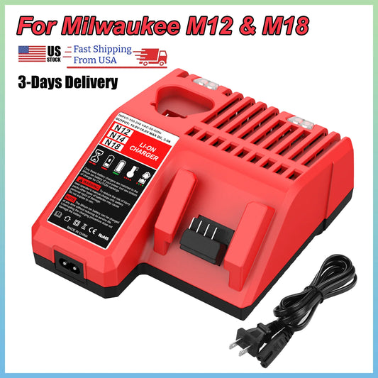 Dual Voltage Intelligent Battery Charger For Milwaukee 12V 18V Tools