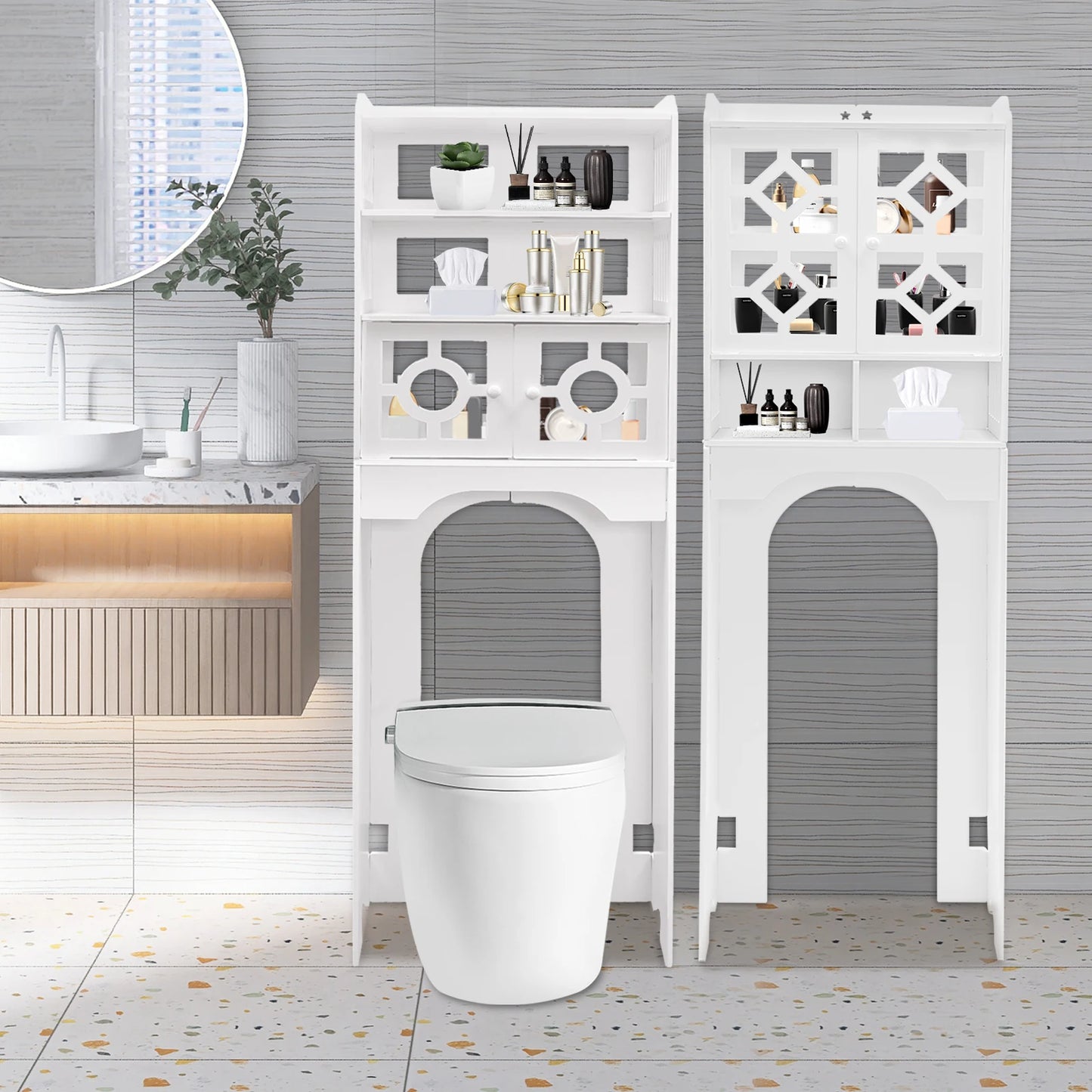 Bathroom Floor Cabinet 4 Tier Over Toilet Storage Organizer