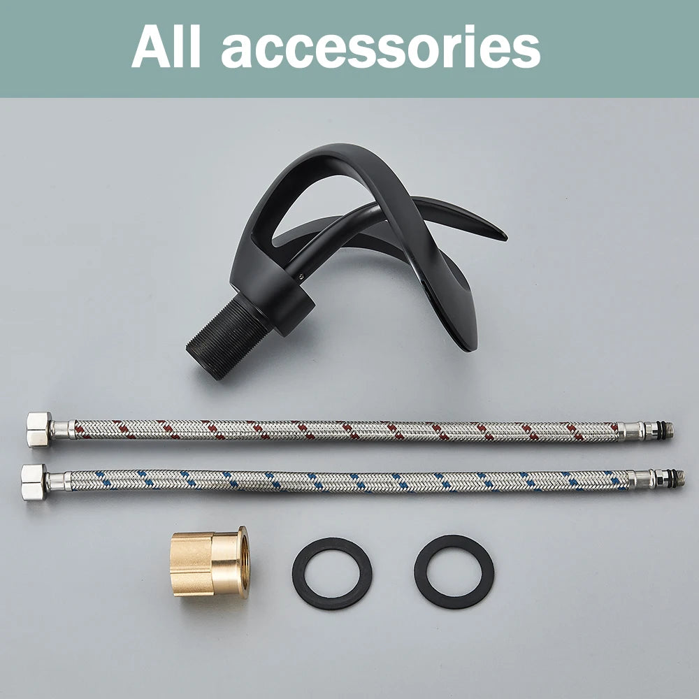 Rozin Basin Faucet Waterfall Deck-Mount Hot Cold Mixer Tap