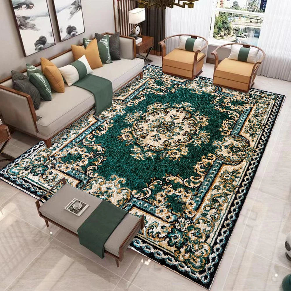 European Retro Large Living Room Carpet Geometric Non Slip Rug