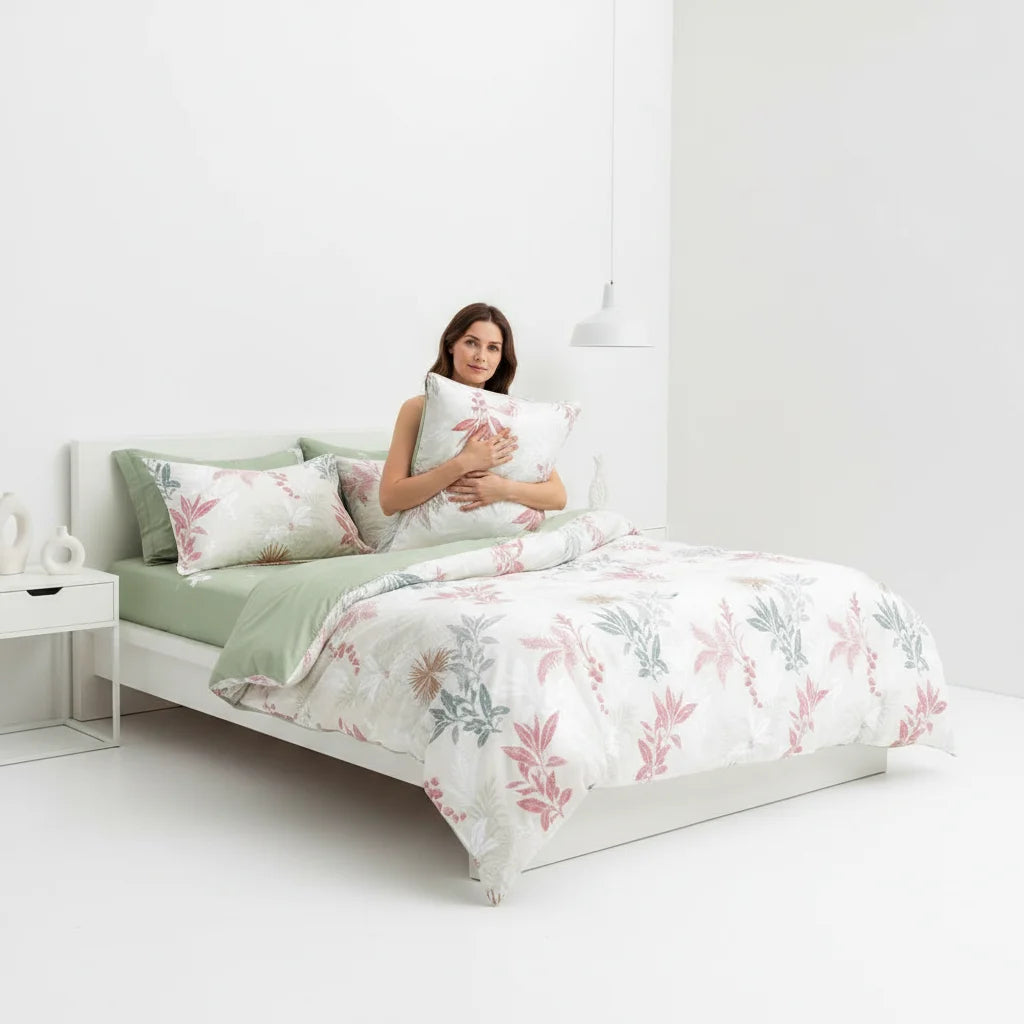 Vintage Floral Print Duvet Cover Set With Zipper Closure
