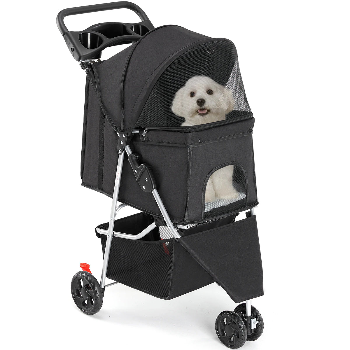 DUMOS Three Wheel Foldable Pet Stroller With Mesh Windows