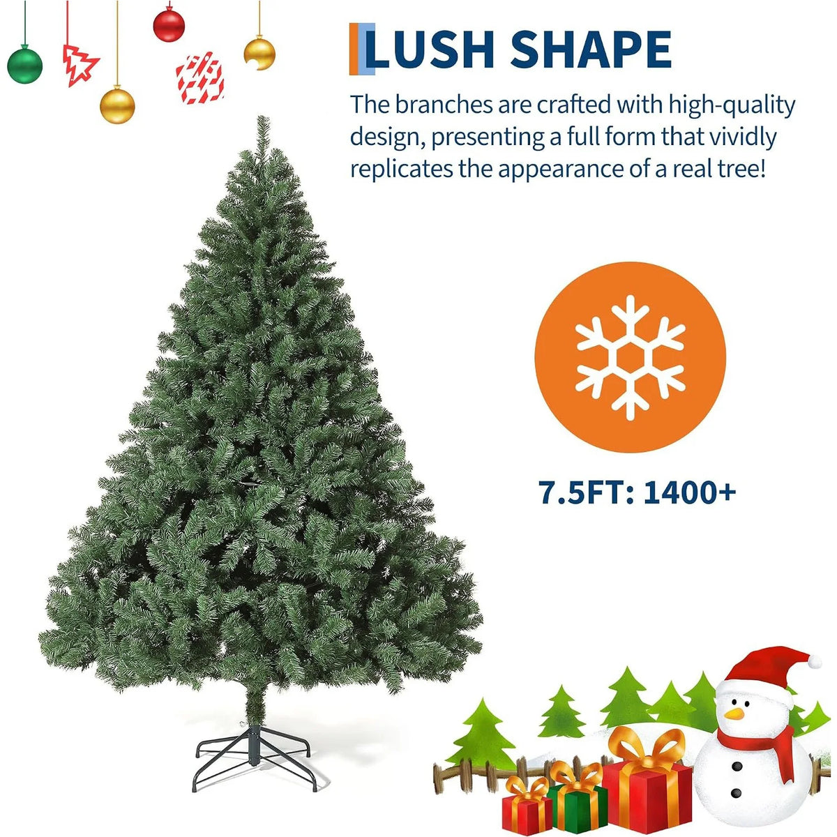 ANIXOL Unlit Artificial Spruce Christmas Tree With Realistic Branches