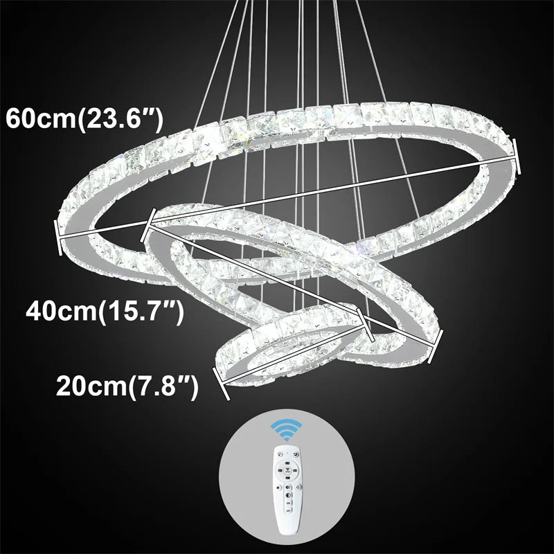 GreeLustr Modern Crystal LED Chandelier With Dimmable Remote