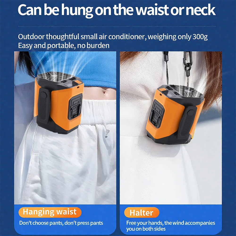 Portable Bladeless Waist Fan With USB Charging And Digital Display