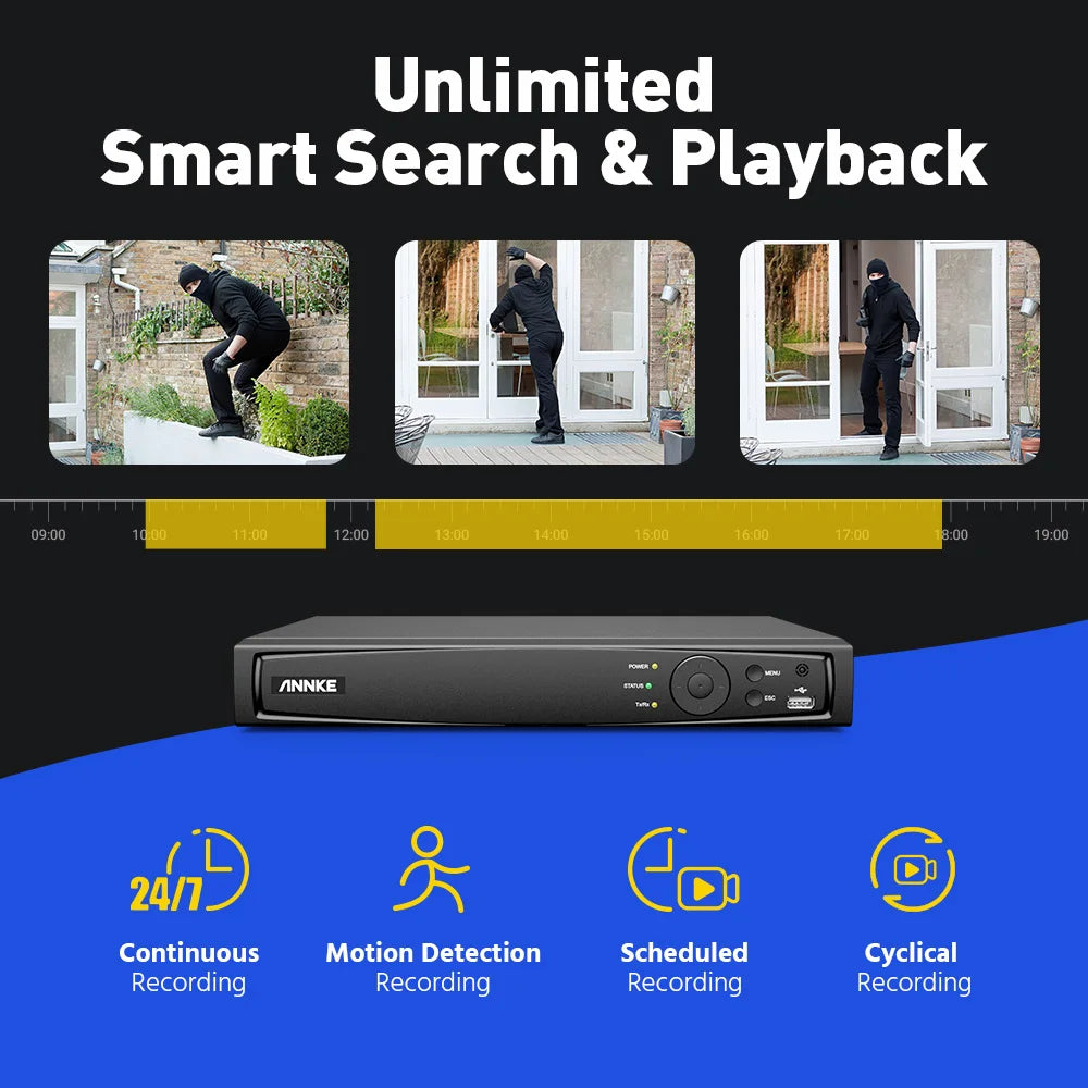 ANNKE 4K PoE Security System 8 Channel NVR Cameras