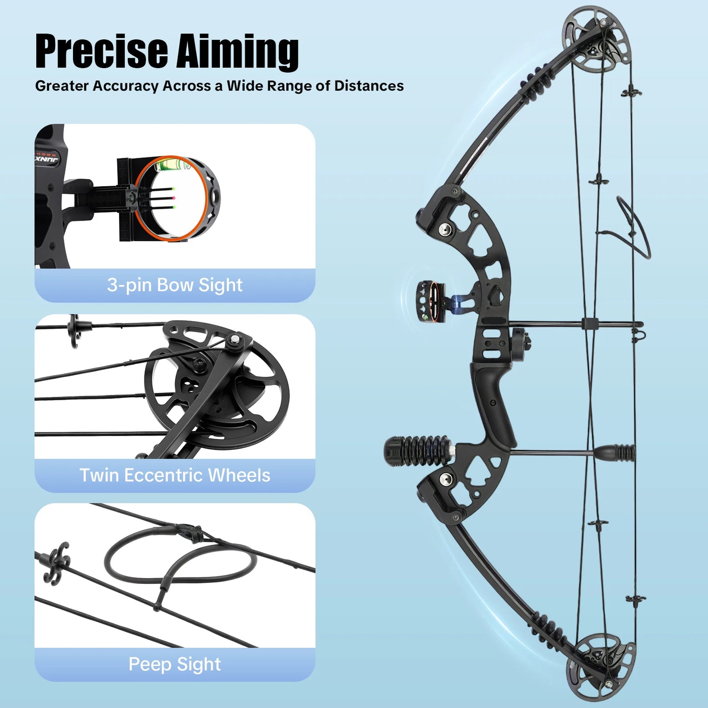 Compound Bow Hunting Kit With 12 Arrows And Adjustable Draw
