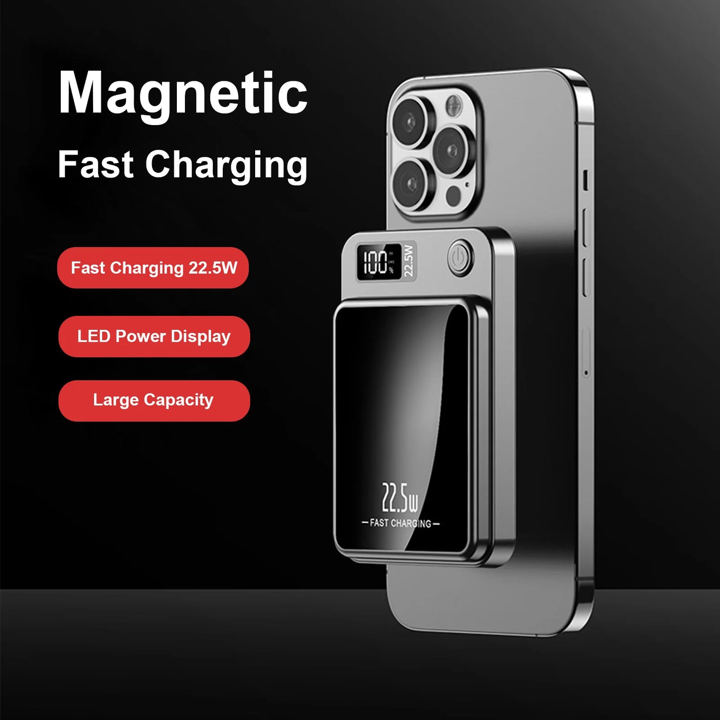 Portable 22.5W Wireless Power Bank With Solar and LED Display