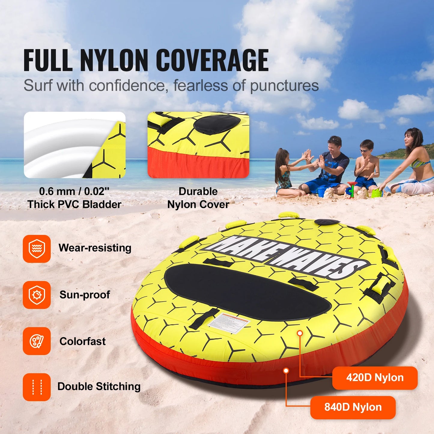 SucceBuy Inflatable Towable Boat Tube For Water Sports