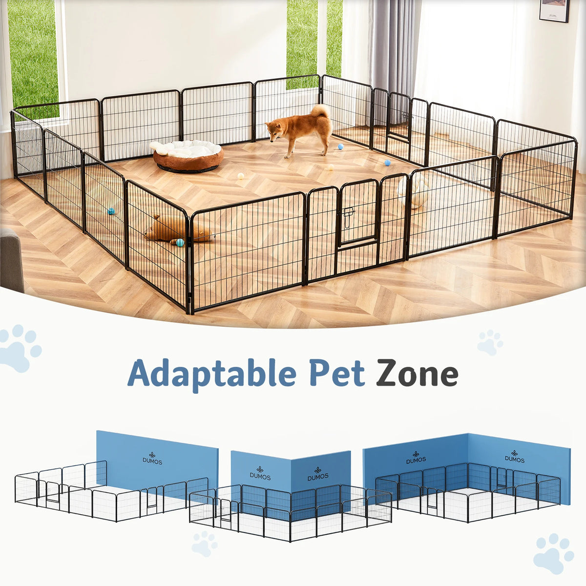 JHK Foldable Metal Dog Playpen Fence for Indoor Outdoor Exercise