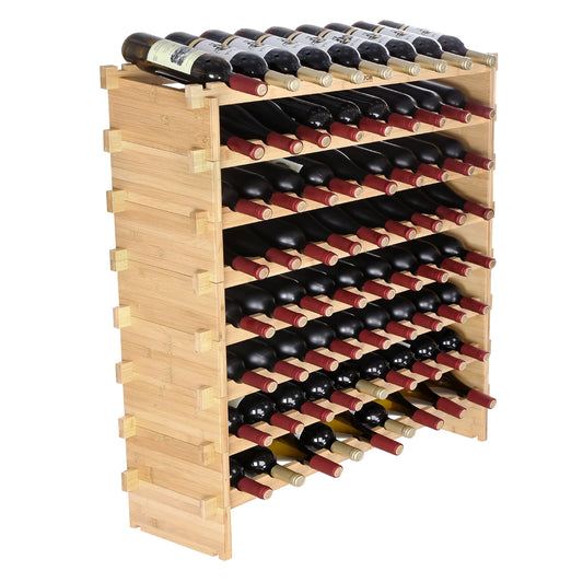 SucceBuy 8-Tier Stackable Bamboo Wine Rack Free Standing