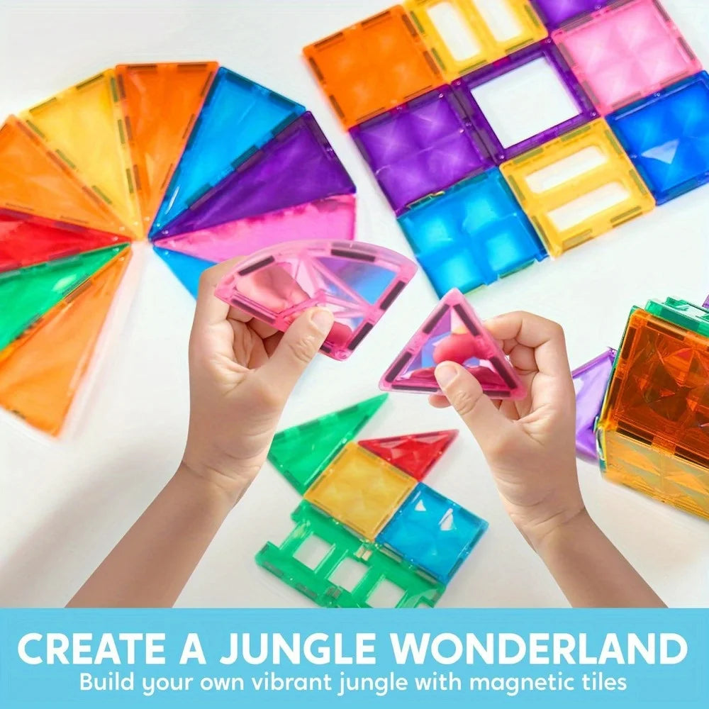 Joyfy 3D Magnetic Building Tiles Set With Vehicle Blocks