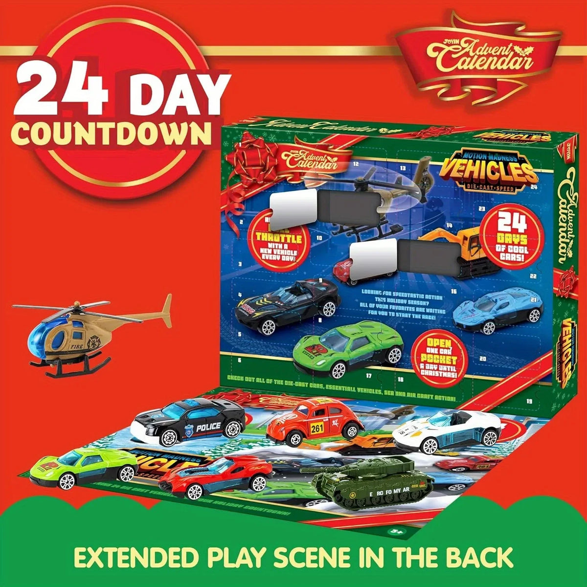 Joyfy Christmas Vehicle Advent Calendar With Diecast Cars