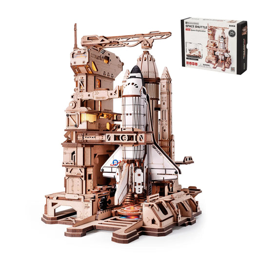 Robotime Space Shuttle 3D Wooden Puzzle With LED Lights And Moving Parts