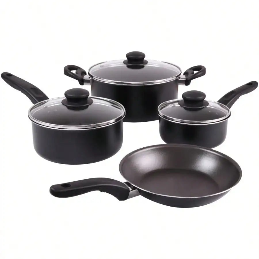 Nonstick Pots And Pans Cookware Set With Tempered Glass Lids