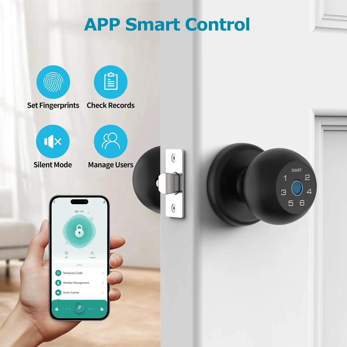 Viladepot Fingerprint Smart Door Lock With Keypad And App Control