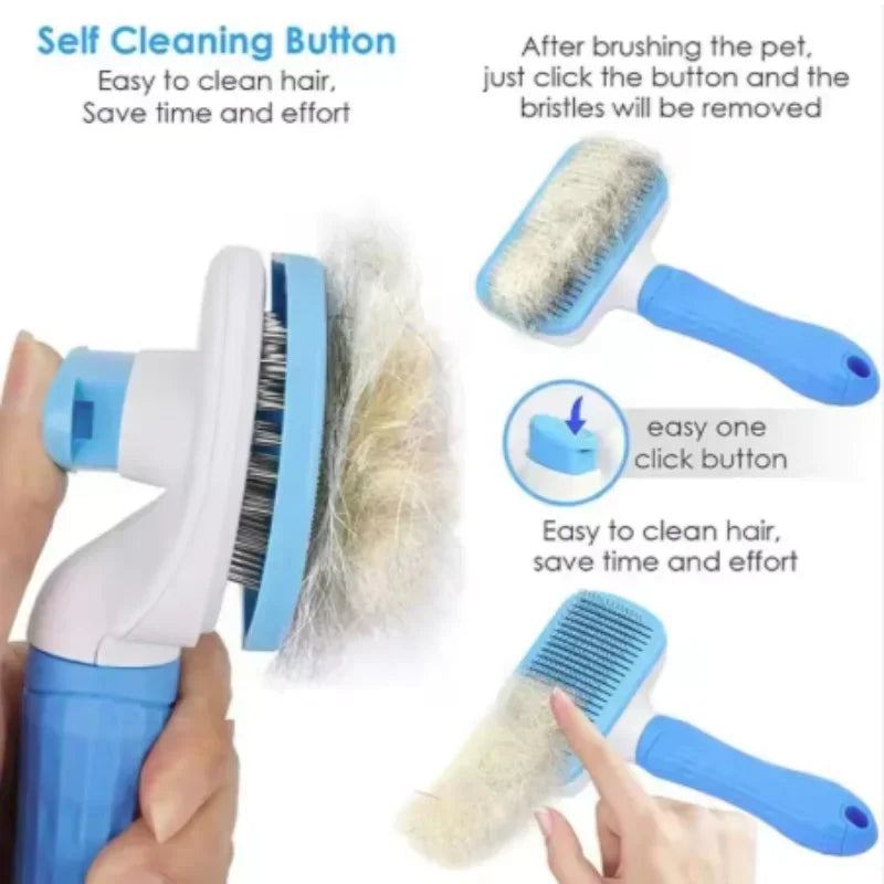 Self Cleaning Grooming Brush For Long Haired Dogs And Cats