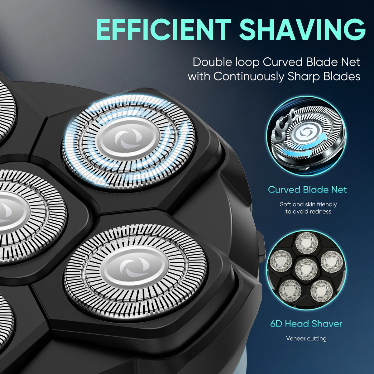 Rechargeable Smart Electric Shaver With Six Magnetic Blades