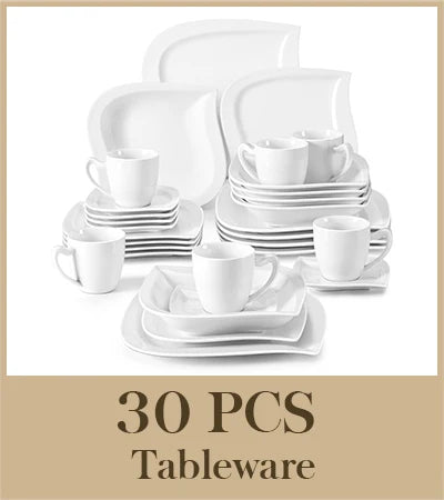MALACASA Porcelain Dinner Set With Cups And Saucers 30 Or 60 Pieces