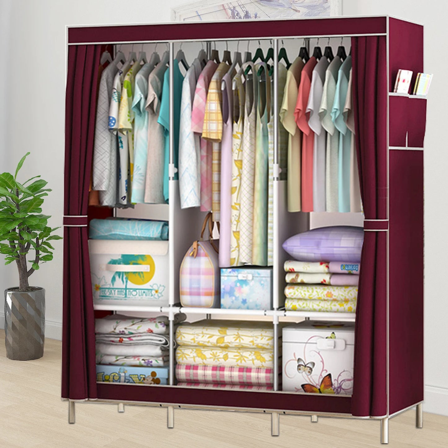 Portable Closet Wardrobe Organizer Storage Rack Nonwoven Fabric