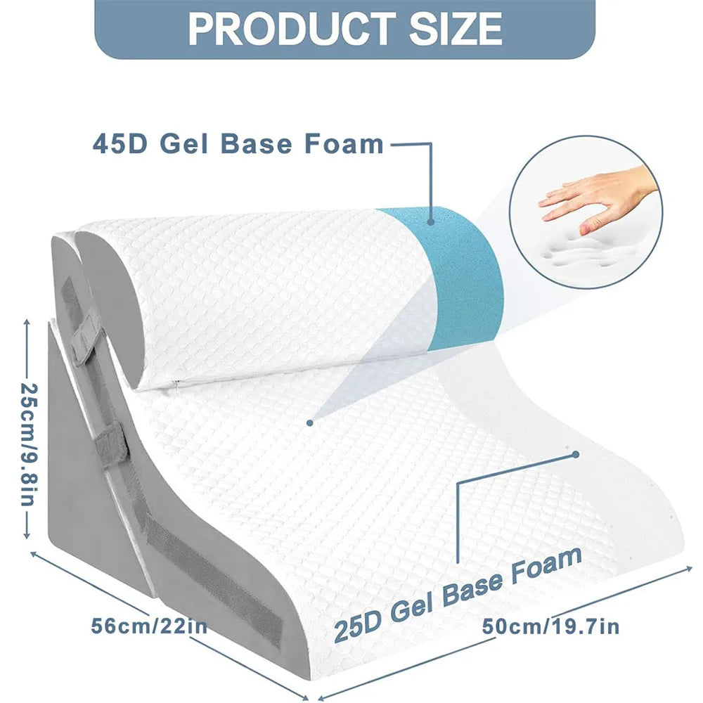 Adjustable Memory Foam Wedge Pillow With Detachable Neck Support