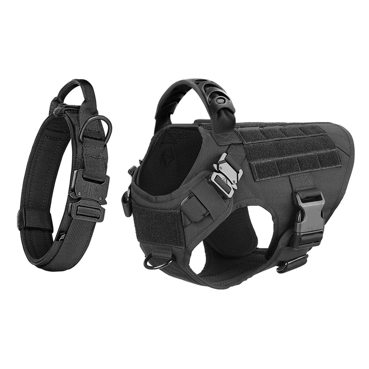 Adjustable Tactical Nylon Dog Harness And Collar Set For Training