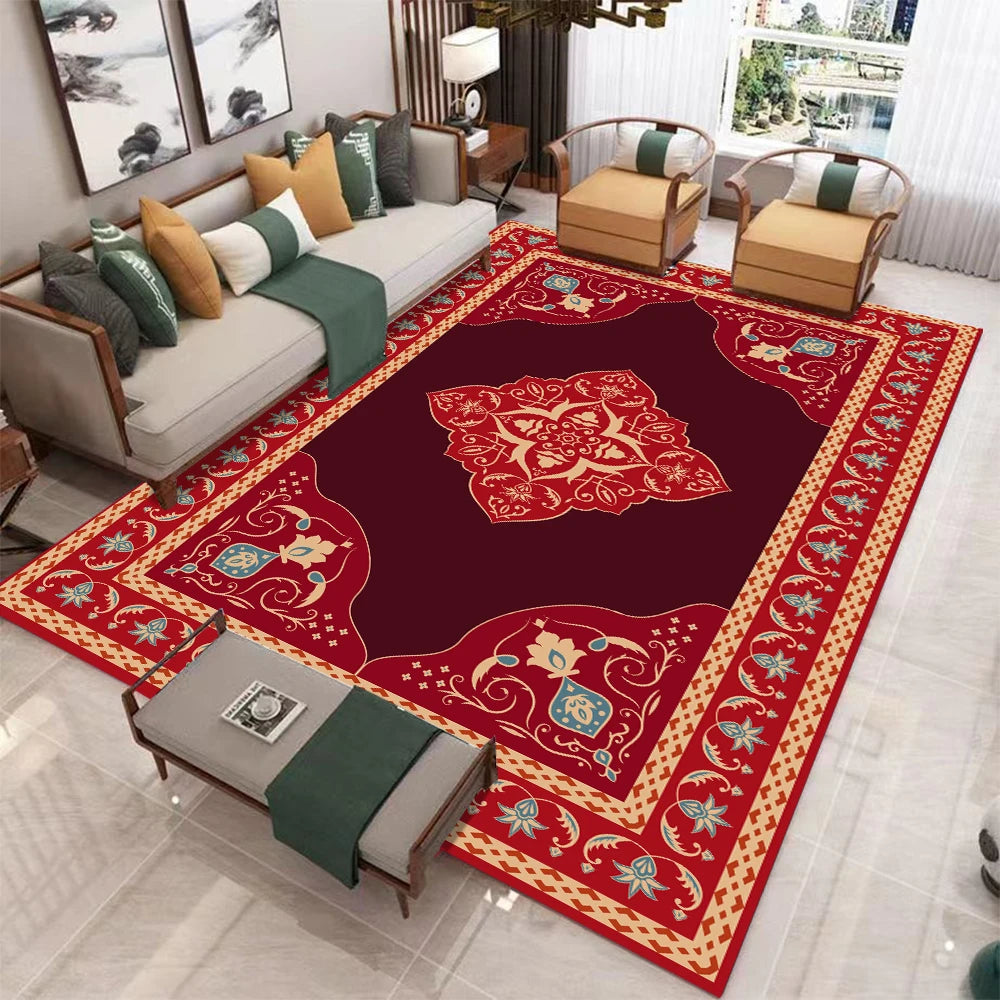 European Retro Large Living Room Carpet Geometric Non Slip Rug