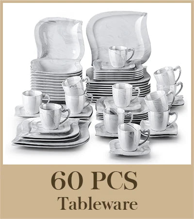 MALACASA Porcelain Dinner Set With Cups And Saucers 30 Or 60 Pieces