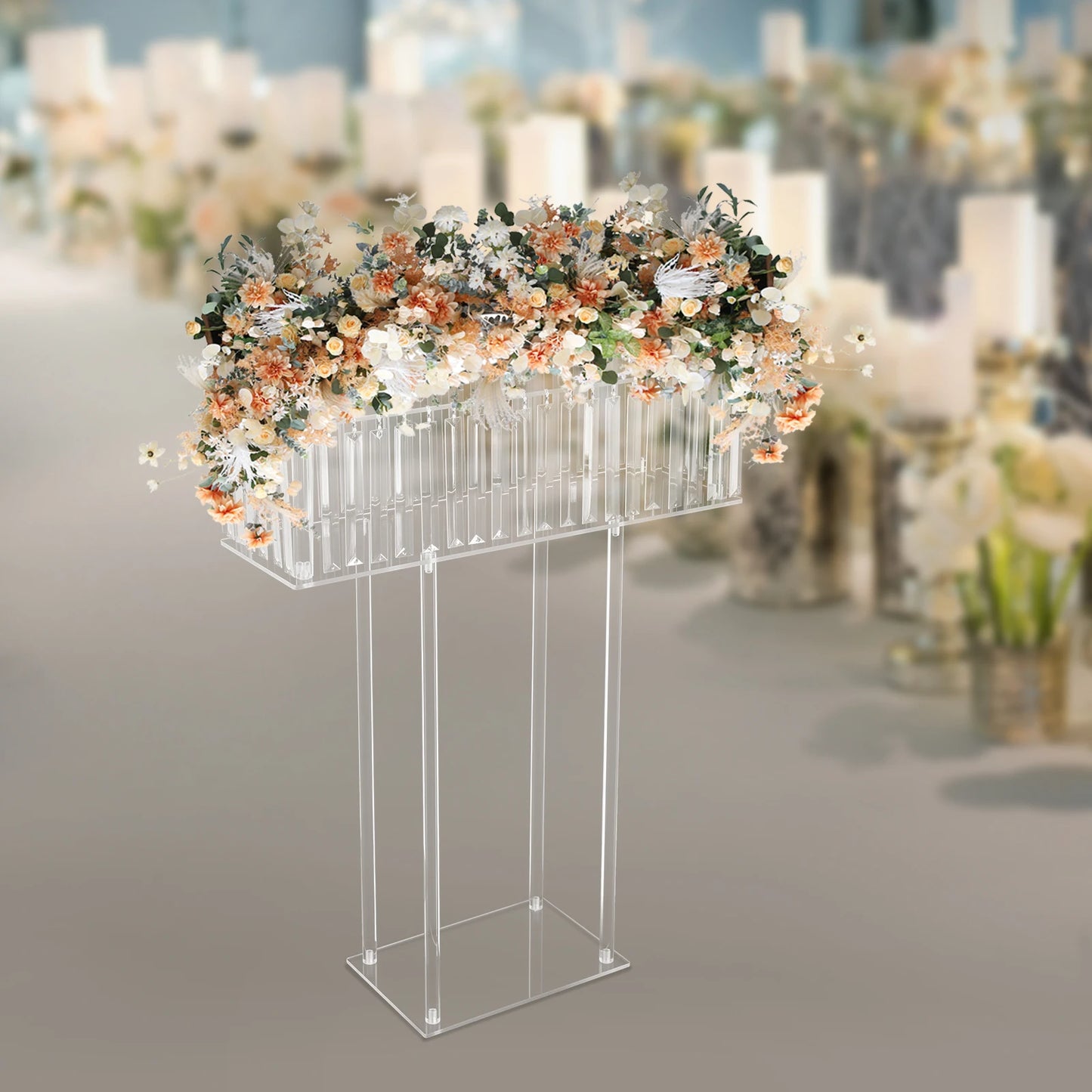 Bymaocar Crystal Flower Stand Clear Wedding Display Rack