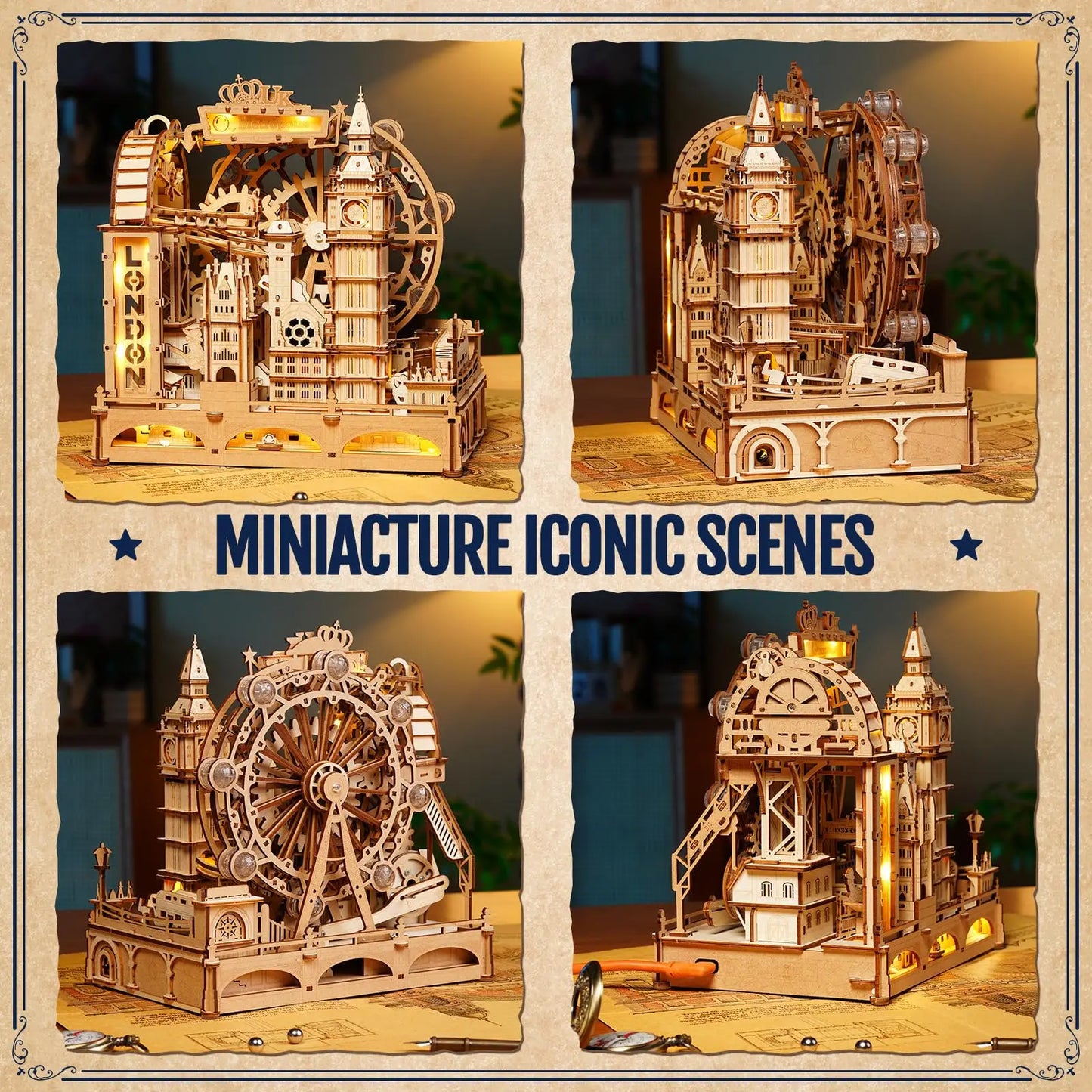 Robotime Rokr Marble Travel London 3D Marble Run Wooden Puzzle