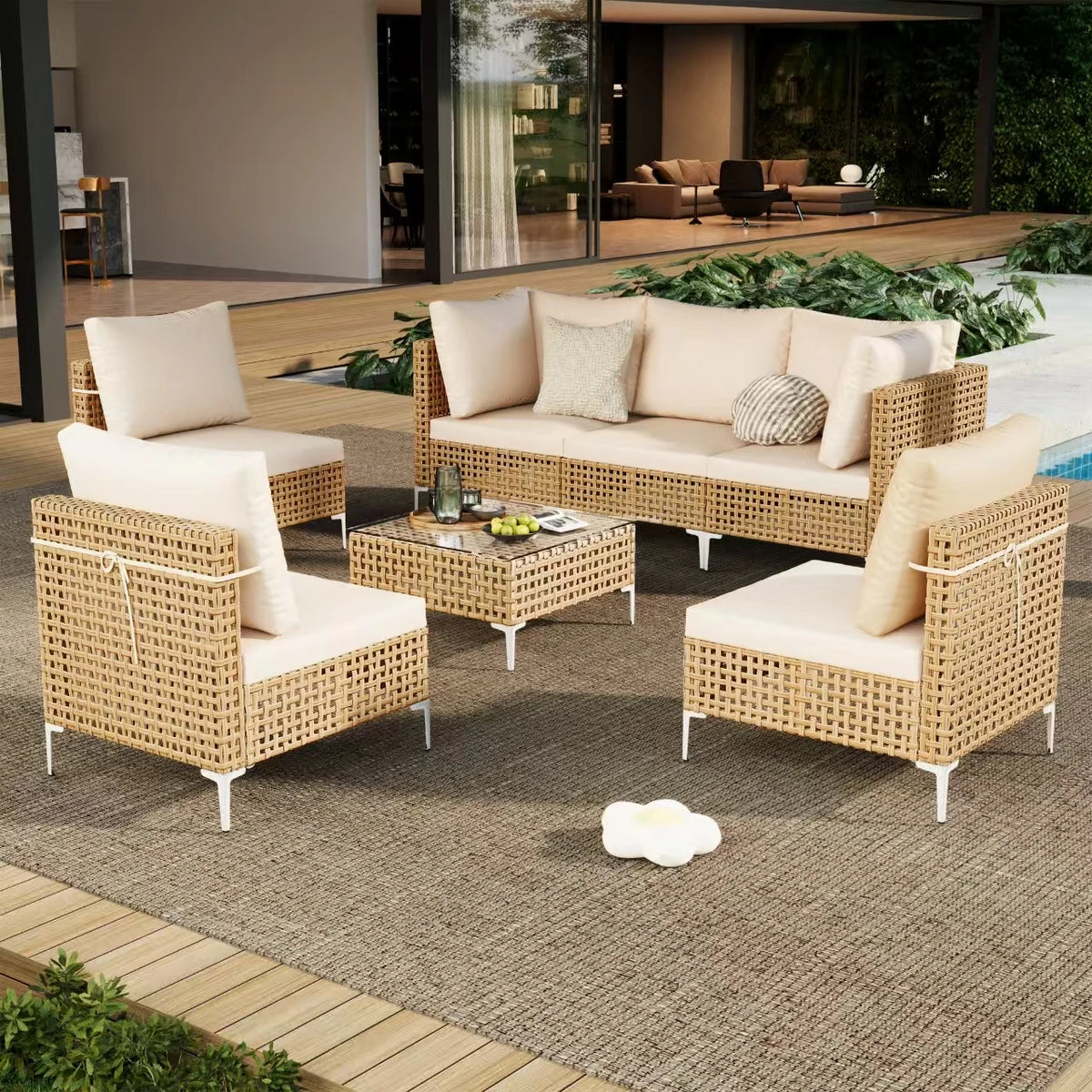 Elegant Wicker Outdoor Patio Furniture Set With Durable Backrests