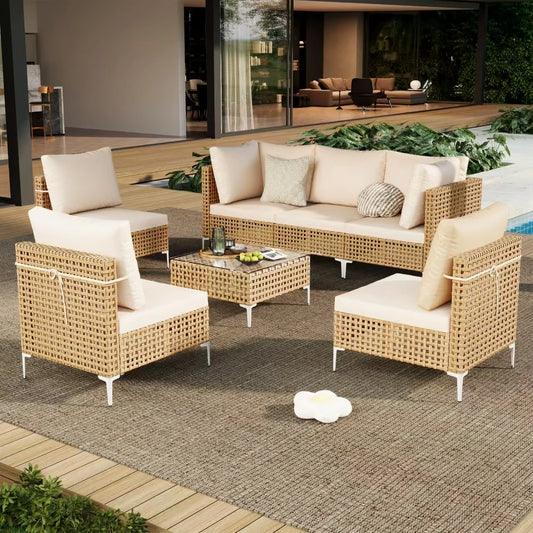 Elegant Wicker Outdoor Patio Furniture Set With Durable Backrests
