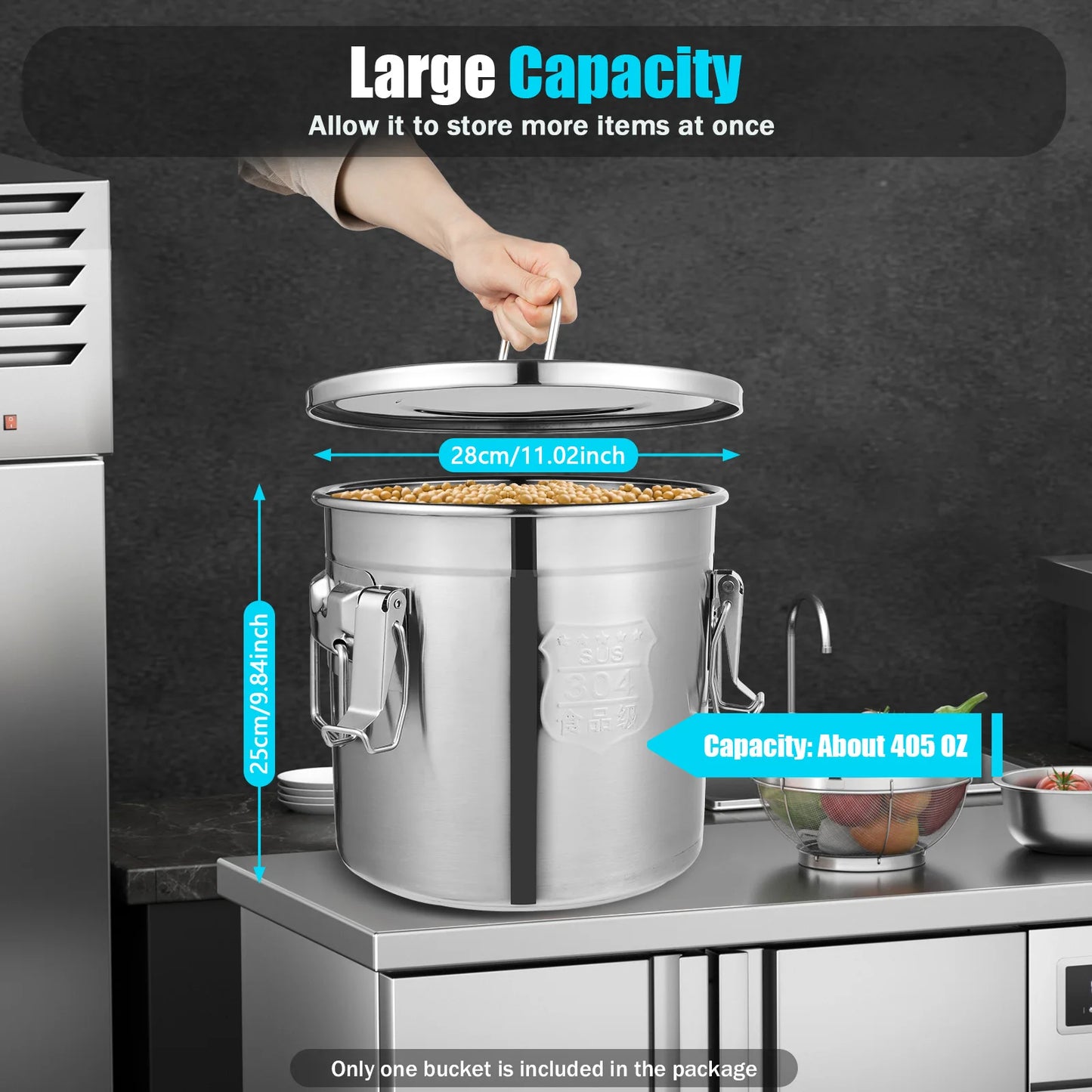 Bymaocar Stainless Steel Cereal Storage Container Airtight Durable