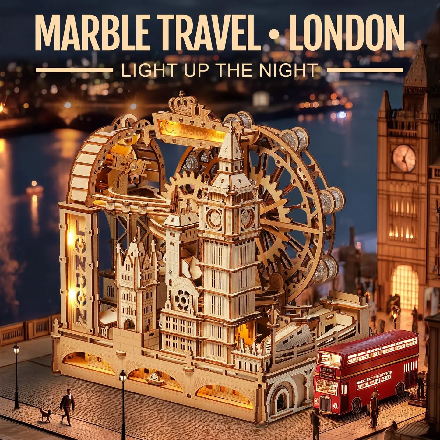 Robotime Rokr Marble Travel London 3D Marble Run Wooden Puzzle
