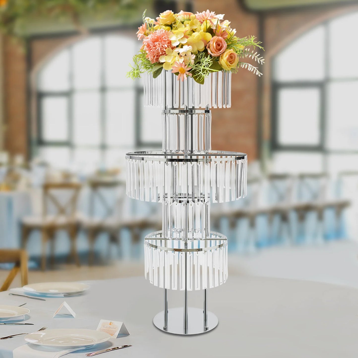 5-Tier Wedding Centerpiece Stand With Acrylic Flower Vases