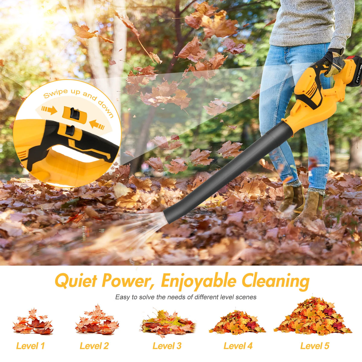 Cordless 21V Brushless Electric Leaf Blower For Yard Cleaning