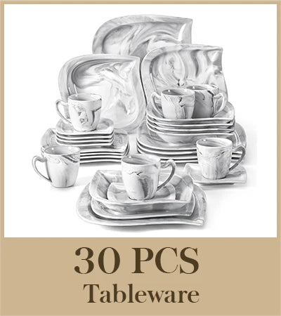 MALACASA Porcelain Dinner Set With Cups And Saucers 30 Or 60 Pieces