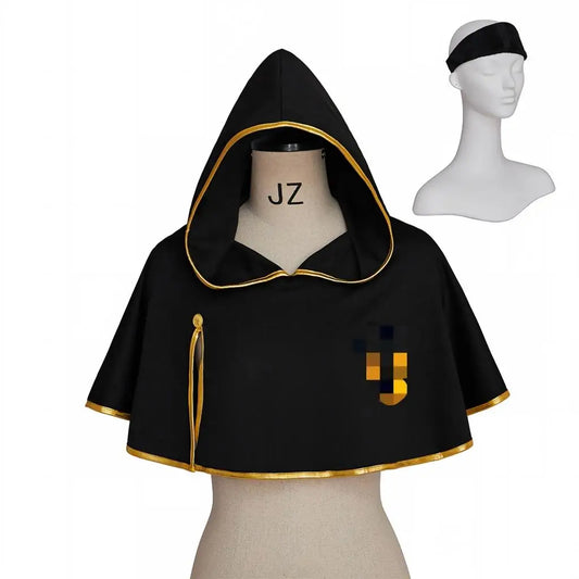 Black Clover Cosplay Hooded Cape Costume Set With Headband