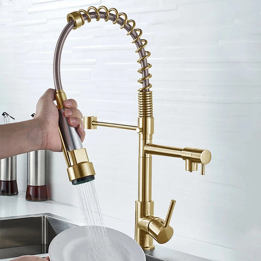 DQOK Spring Pull Down Kitchen Faucet With Dual Spout